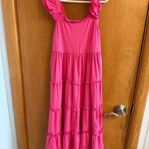 Pink Ruffled Girls Dress/Maxi Beach or Sun Dress